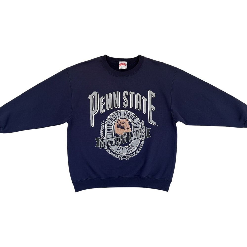 Nutmeg Mills Penn State Sweatshirt Mens Large Navy Blue Vintage 90s PSU USA Made